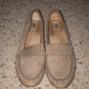 UGG suede slip on loafers with fringe